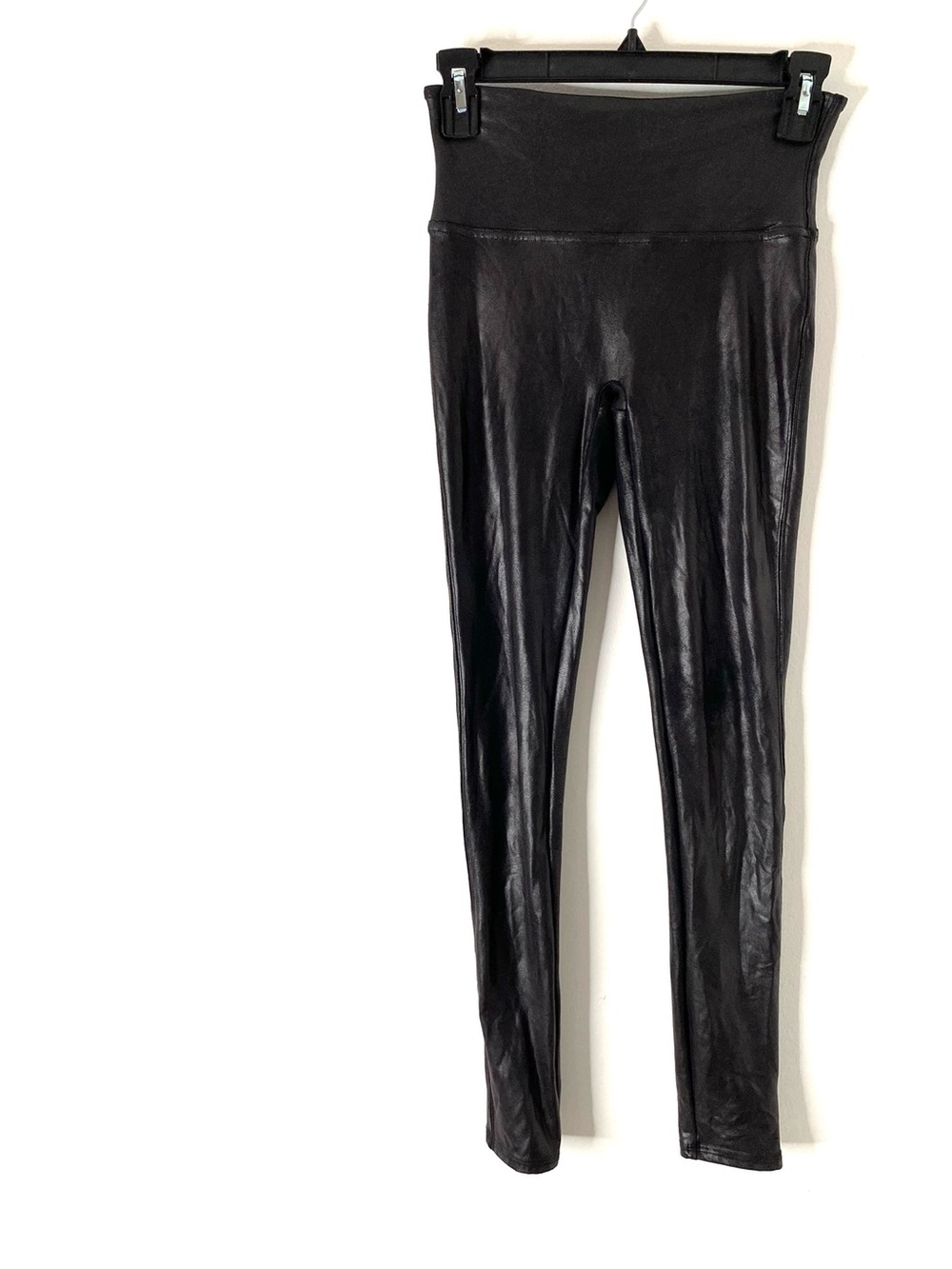 SPANX Faux Leather Black High Rise Shaping Leggings Pull On